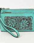 American Darling Adbgz844B Wristlet Hand Tooled Genuine Leather Women Bag Western Handbag Purse