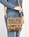 American Darling Adbgz846A Cross Body I Hand Tooled Hair-On Genuine Leather Women Bag Western Handbag Purse