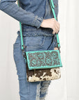 American Darling Adbgz846B Cross Body I Hand Tooled Hair-On Genuine Leather Women Bag Western Handbag Purse