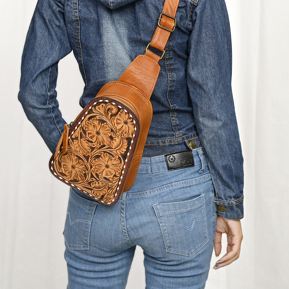 American Darling Sling Hand Tooled Genuine Leather Women Bag Western Handbag Purse