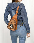 American Darling Sling Hand Tooled Genuine Leather Women Bag Western Handbag Purse