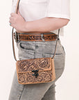 American Darling Crossbody  Hand Tooled Genuine Leather women bag western handbag purse