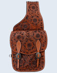 Hilason Western Horse Floral Heavy-duty Trail Ride Genuine Leather Saddle Bag