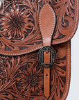 Hilason Western Horse Floral Heavy-duty Trail Ride Genuine Leather Saddle Bag