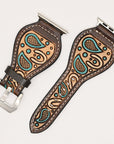 American Darling Beautifully Hand Tooled Genuine American Leather I watch Strap Men and Women Unisex