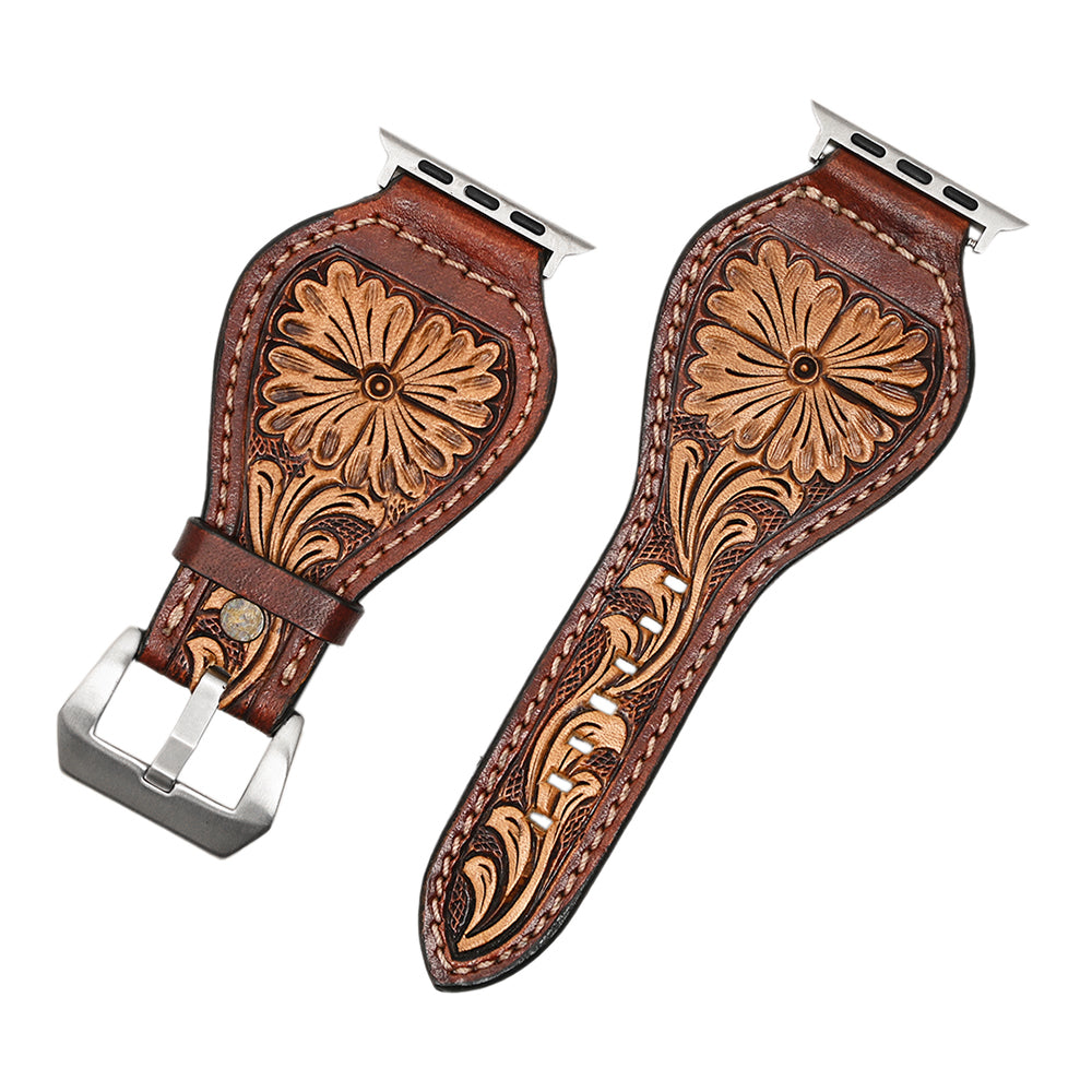 American Darling Floral Hand Tooled I watch Men Women Genuine Leather