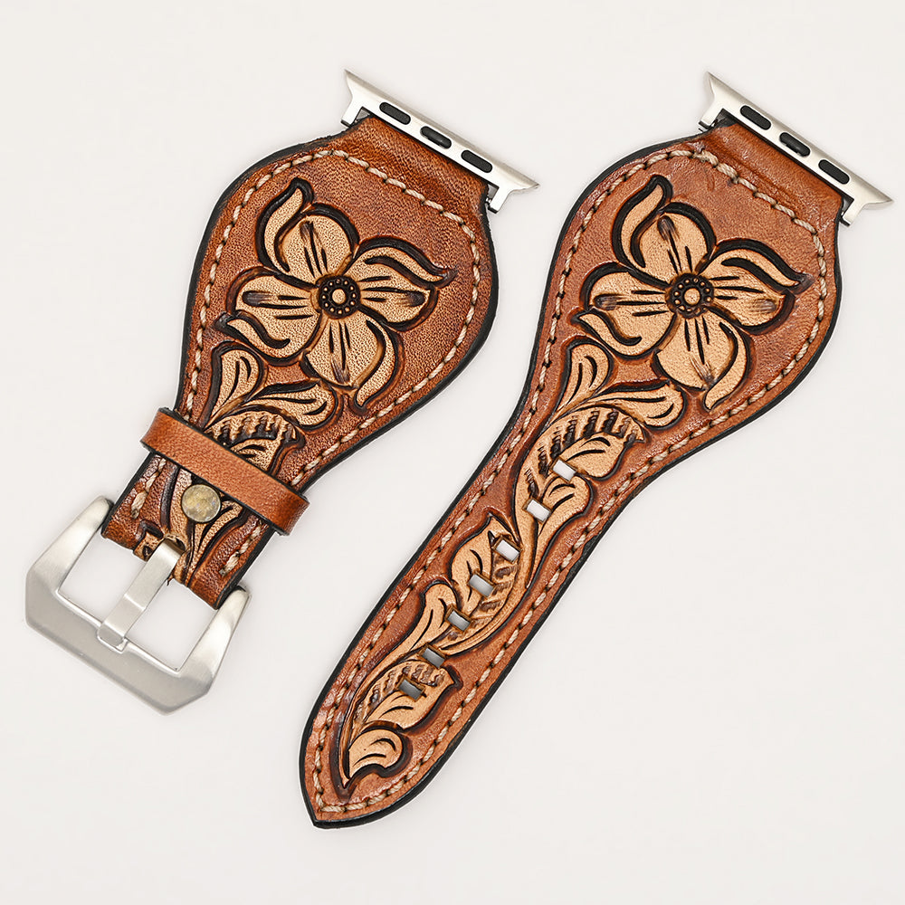 American Darling Floral Hand Tooled I watch Men Women Genuine Leather
