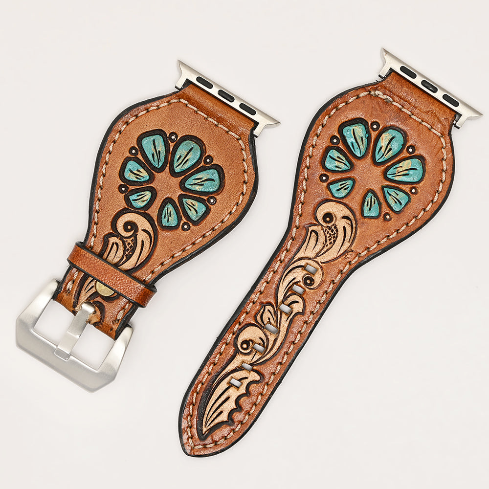 American Darling Floral Hand Tooled I watch Men Women Genuine Leather