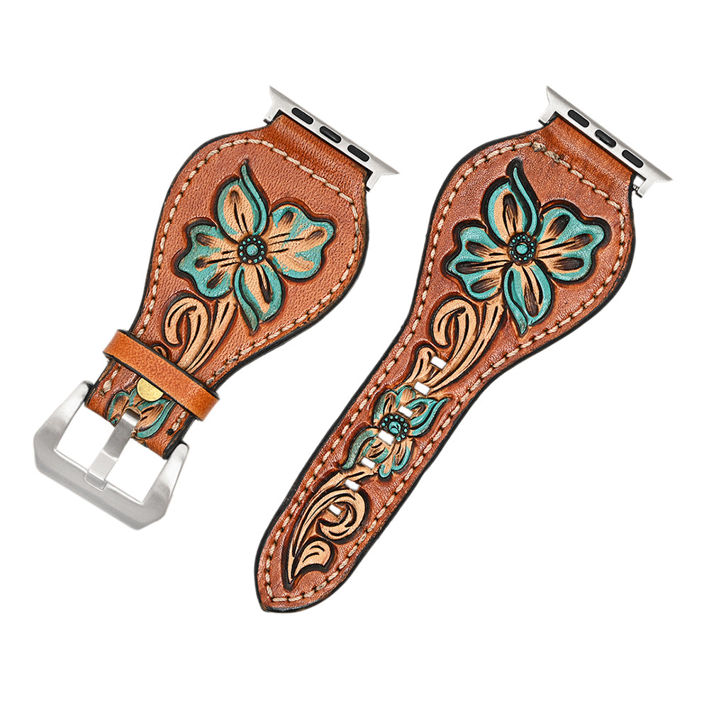 American Darling Floral Hand Tooled I watch Men Women Genuine Leather
