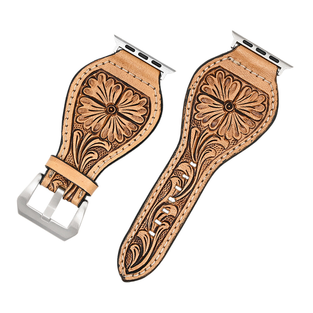 American Darling Floral Hand Tooled I watch Men Women Genuine Leather