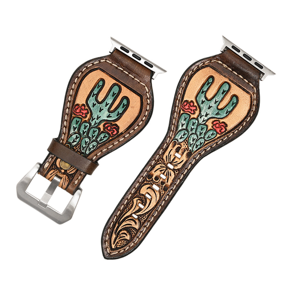 American Darling Floral Hand Tooled I watch Men Women Genuine Leather