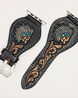 American Darling Beautifully Hand Tooled Genuine American Leather I watch Strap Men and Women Unisex