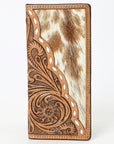 BAR H EQUINE Rodeo Floral Bifold & Trifold Wallet For Men Women HairOn Genuine Leather Tan