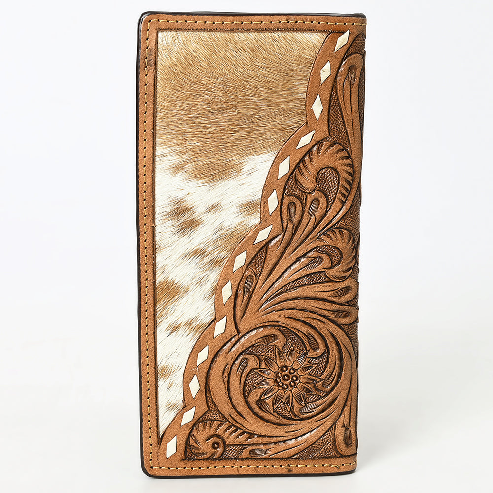 BAR H EQUINE Rodeo Floral Bifold & Trifold Wallet For Men Women HairOn Genuine Leather Tan