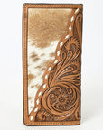 BAR H EQUINE Rodeo Floral Bifold & Trifold Wallet For Men Women HairOn Genuine Leather Tan