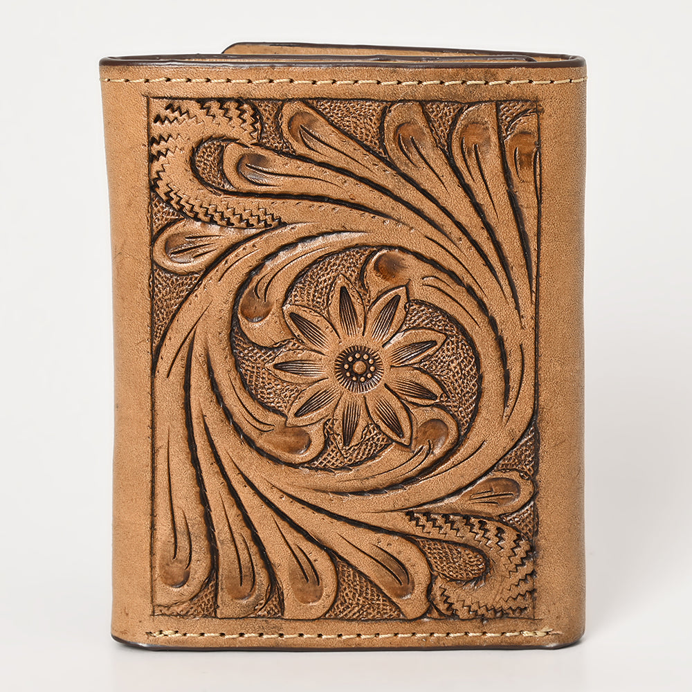 BAR H EQUINE Rodeo Floral Bifold &amp; Trifold Wallet For Men Women HairOn Genuine Leather Tan