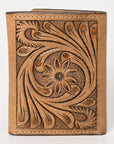 BAR H EQUINE Rodeo Floral Bifold & Trifold Wallet For Men Women HairOn Genuine Leather Tan