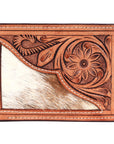 BAR H EQUINE Rodeo Floral Bifold & Trifold Wallet For Men Women HairOn Genuine Leather Tan