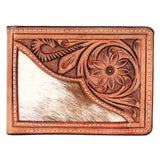 BAR H EQUINE Rodeo Floral Bifold & Trifold Wallet For Men Women HairOn Genuine Leather Tan