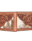 BAR H EQUINE Rodeo Floral Bifold & Trifold Wallet For Men Women HairOn Genuine Leather Tan