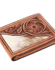 BAR H EQUINE Rodeo Floral Bifold & Trifold Wallet For Men Women HairOn Genuine Leather Tan