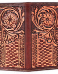 Bar H Equine Women Floral Hand Tooled Genuine Leather Western Handbag Wallet Purse