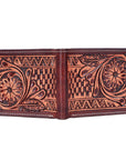 Bar H Equine Women Floral Hand Tooled Genuine Leather Western Handbag Wallet Purse