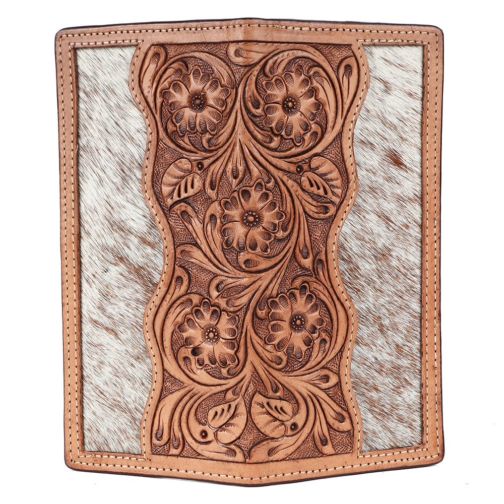 BAR H EQUINE Rodeo Floral Bifold &amp; Trifold Wallet For Men Women HairOn Genuine Leather Tan