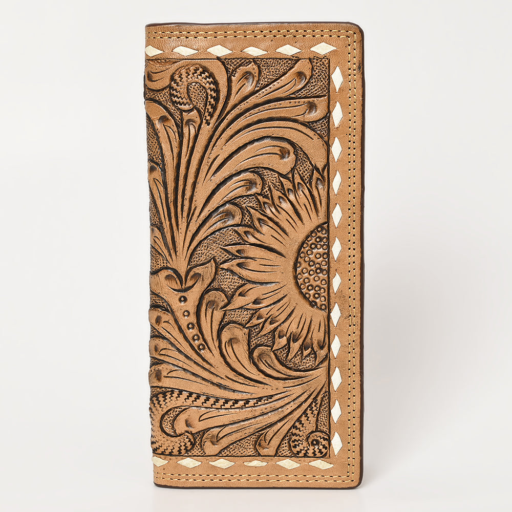 BAR H EQUINE Rodeo Floral Bifold &amp; Trifold Wallet For Men Women Genuine Leather Tan