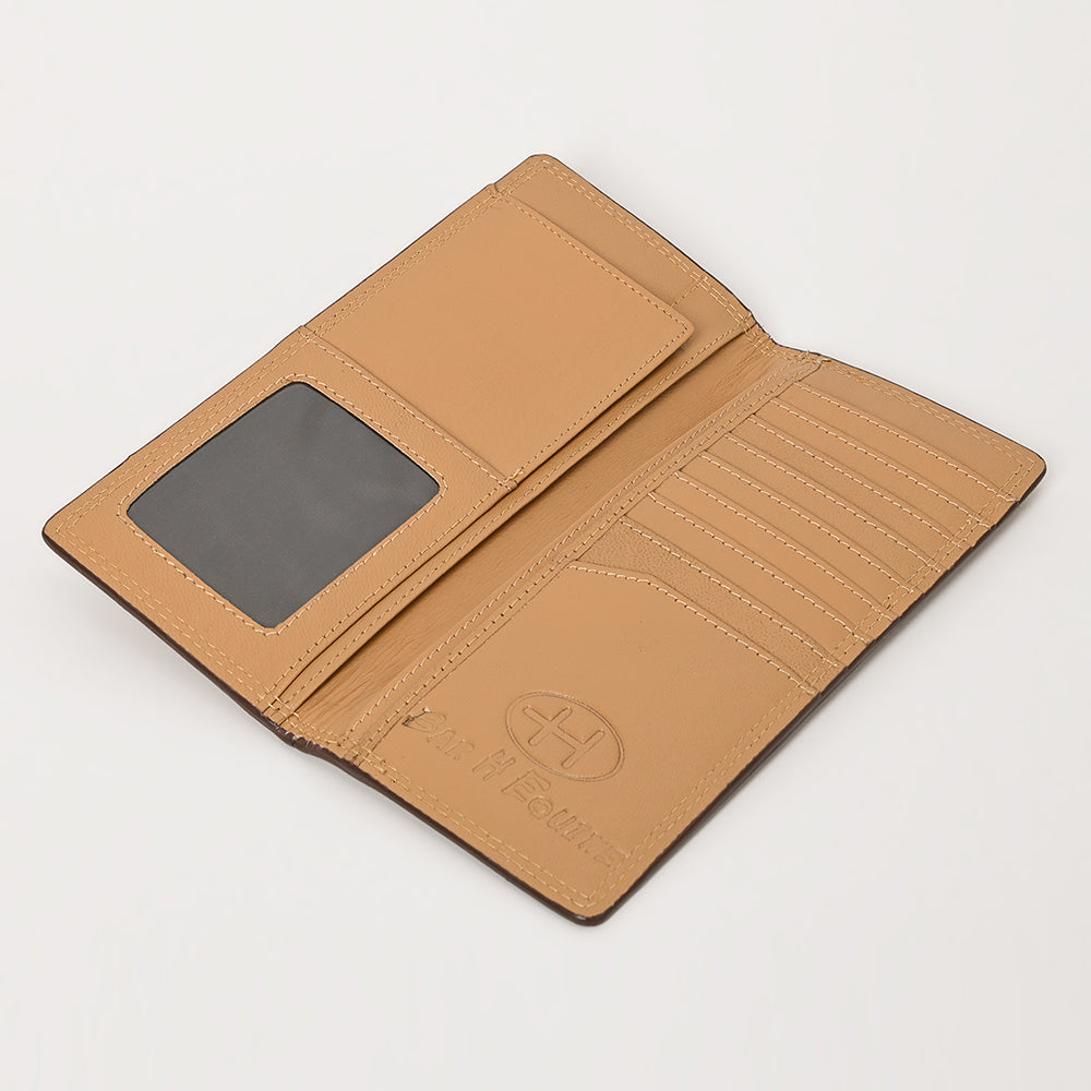 BAR H EQUINE Rodeo Floral Bifold &amp; Trifold Wallet For Men Women Genuine Leather Tan