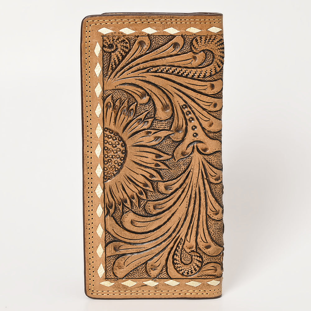 BAR H EQUINE Rodeo Floral Bifold &amp; Trifold Wallet For Men Women Genuine Leather Tan