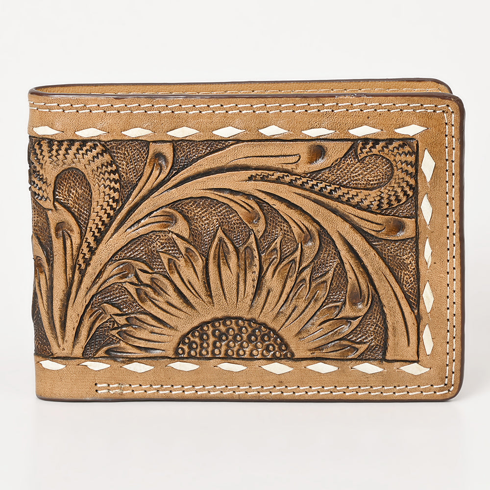 BAR H EQUINE Rodeo Floral Bifold & Trifold Wallet For Men Women Genuine Leather Tan