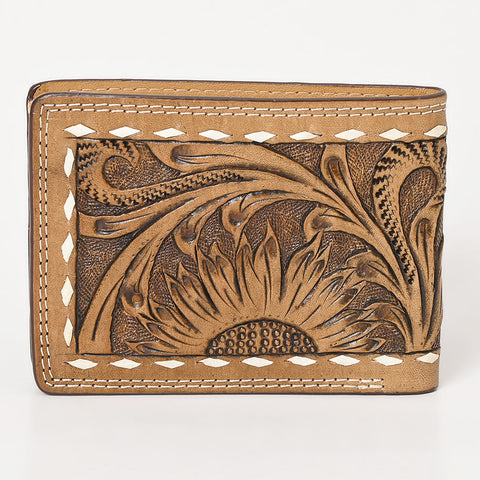 BAR H EQUINE Rodeo Floral Bifold & Trifold Wallet For Men Women Genuine Leather Tan