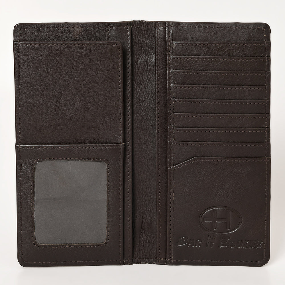 BAR H EQUINE Rodeo Floral Bifold &amp; Trifold Wallet For Men Women HairOn Genuine Leather Tan