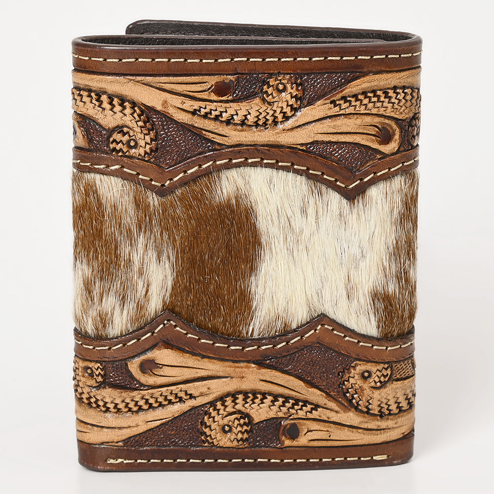 BAR H EQUINE Rodeo Floral Bifold &amp; Trifold Wallet For Men Women HairOn Genuine Leather Tan