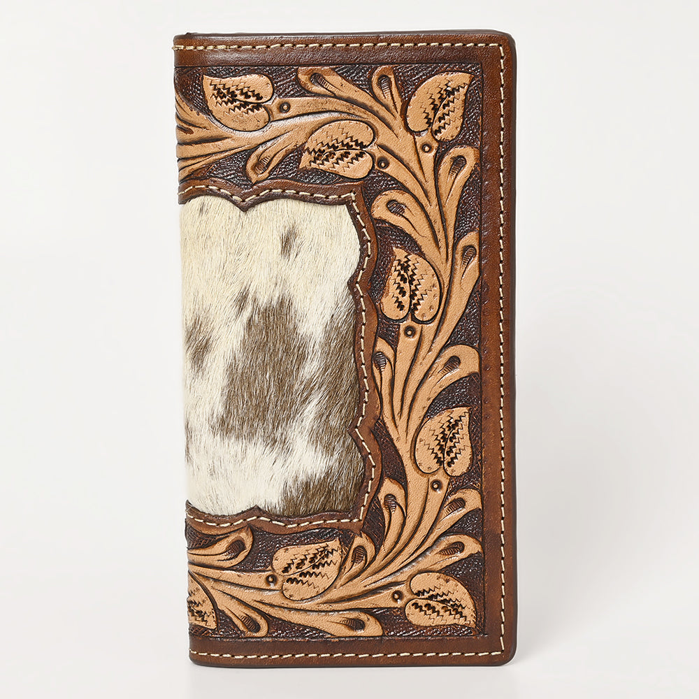 BAR H EQUINE Rodeo Floral Bifold &amp; Trifold Wallet For Men Women HairOn Genuine Leather Tan