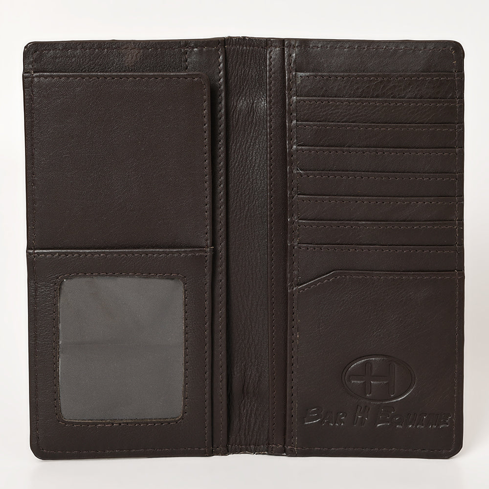 BAR H EQUINE Rodeo Floral Bifold &amp; Trifold Wallet For Men Women HairOn Genuine Leather Tan