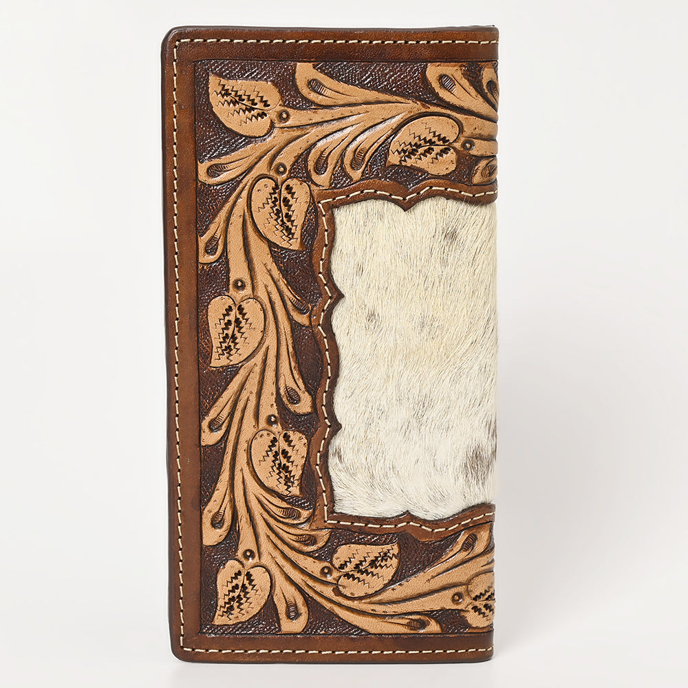 BAR H EQUINE Rodeo Floral Bifold &amp; Trifold Wallet For Men Women HairOn Genuine Leather Tan