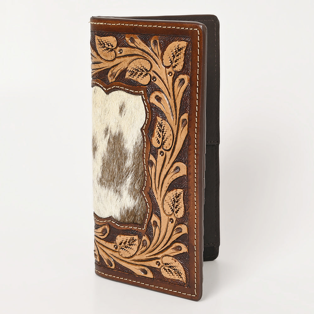 BAR H EQUINE Rodeo Floral Bifold &amp; Trifold Wallet For Men Women HairOn Genuine Leather Tan