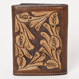 BAR H EQUINE Rodeo Floral Bifold & Trifold Wallet For Men Women HairOn Genuine Leather Tan