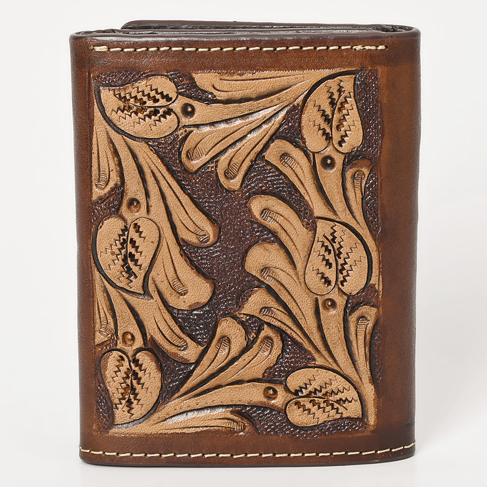 BAR H EQUINE Rodeo Floral Bifold &amp; Trifold Wallet For Men Women HairOn Genuine Leather Tan