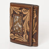 BAR H EQUINE Rodeo Floral Bifold & Trifold Wallet For Men Women HairOn Genuine Leather Tan