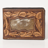 BAR H EQUINE Rodeo Floral Bifold & Trifold Wallet For Men Women HairOn Genuine Leather Tan