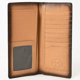 BAR H EQUINE Rodeo Steer Head Bifold & Trifold Wallet For Men Women Genuine Leather Brown