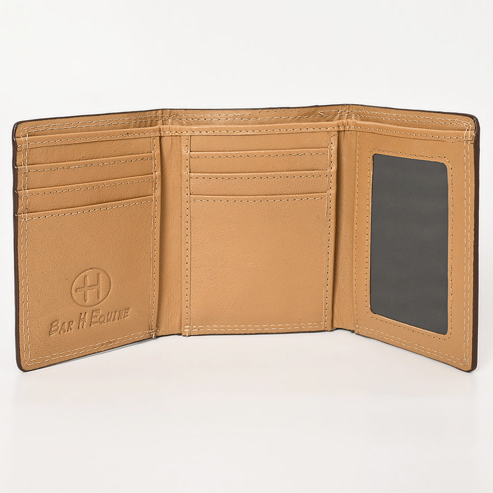 BAR H EQUINE Rodeo Floral Bifold &amp; Trifold Wallet For Men Women HairOn Genuine Leather Brown