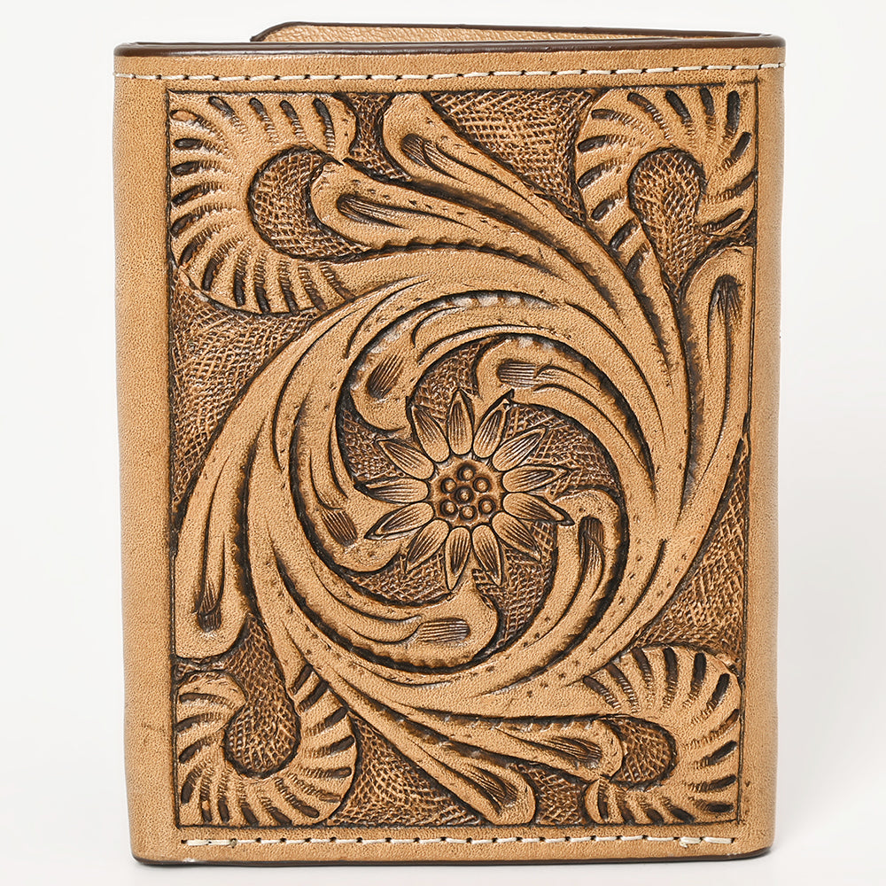 BAR H EQUINE Rodeo Floral Bifold &amp; Trifold Wallet For Men Women HairOn Genuine Leather Brown