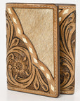 BAR H EQUINE Rodeo Floral Bifold & Trifold Wallet For Men Women HairOn Genuine Leather Brown
