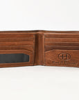 BAR H EQUINE Rodeo Floral Bifold & Trifold Wallet For Men Women HairOn Genuine Leather Brown