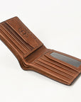 BAR H EQUINE Rodeo Floral Bifold & Trifold Wallet For Men Women HairOn Genuine Leather Brown