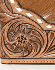 BAR H EQUINE Rodeo Floral Bifold & Trifold Wallet For Men Women HairOn Genuine Leather Brown